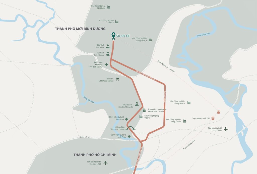 Hơn 1000 Booking Căn hộ Orchard Hill Sycamore chỉ sau 1 tháng khởi động 5 Vị trí Sycamore Capitaland tọa lạc tại trung tâm thành phố mới Bình Dương. Sycamore CapitaLand Location