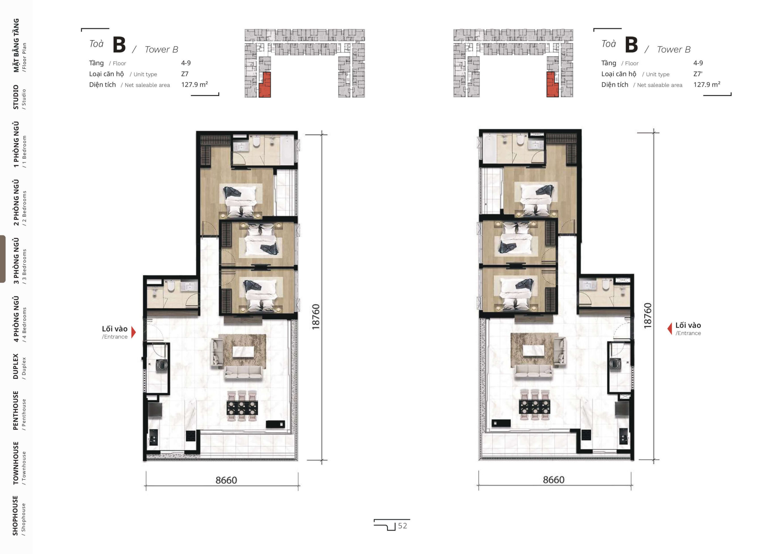 MIDORI PARK The TEN 45 The TEN layout 3 phòng ngủ 10