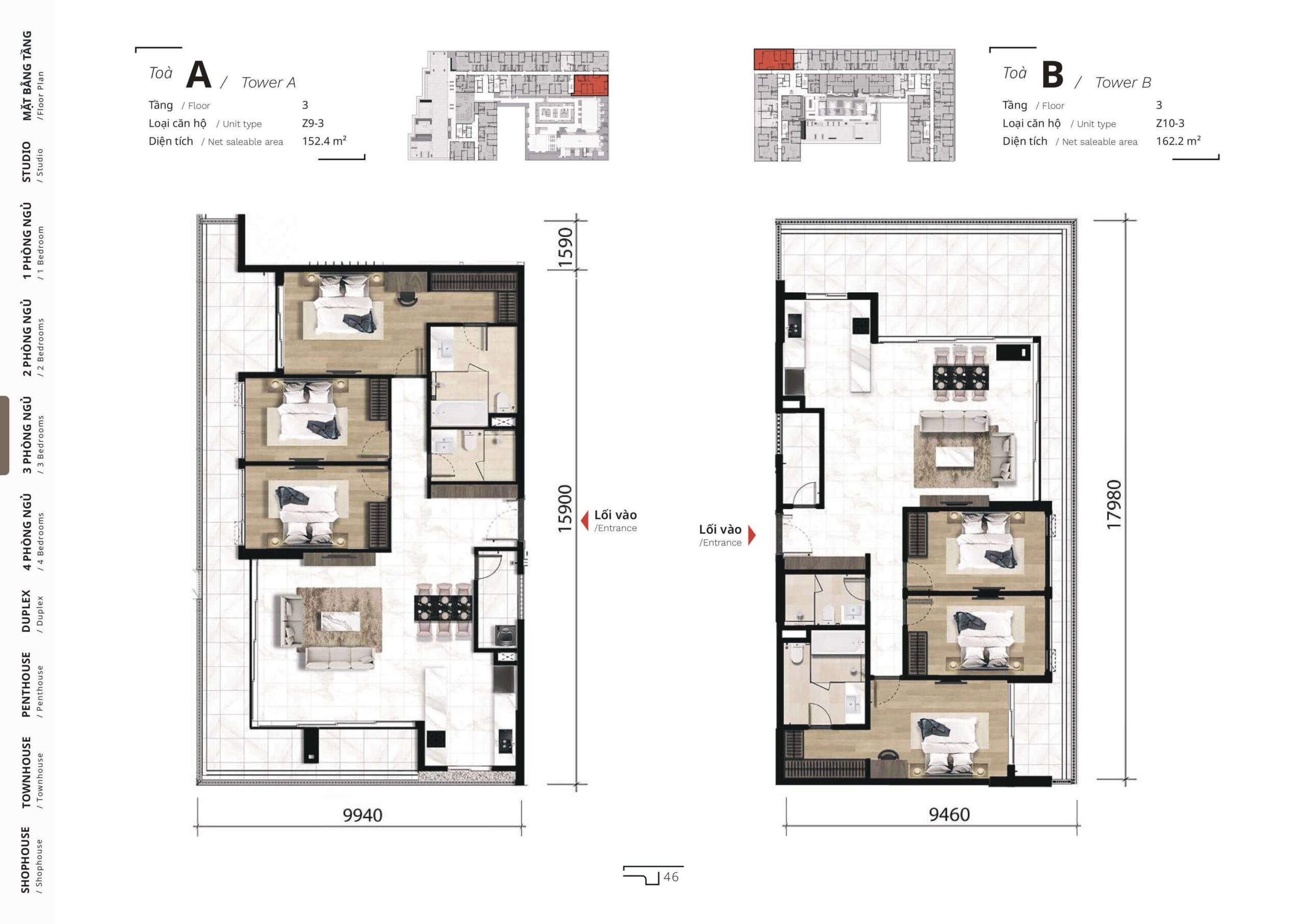 MIDORI PARK The TEN 39 The TEN layout 3 phòng ngủ 4