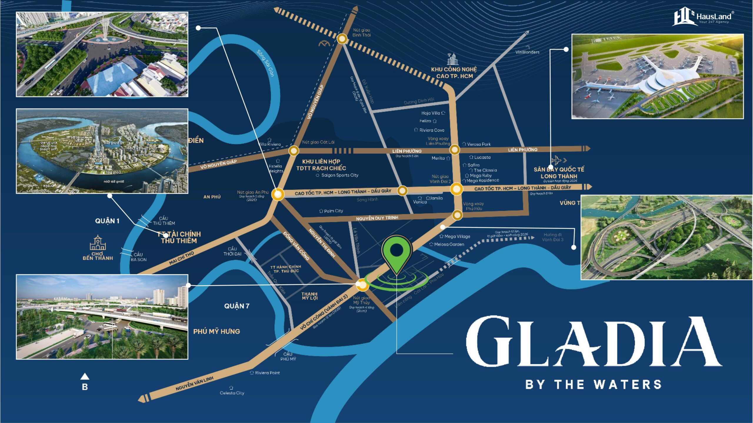Biệt thự Gladia by the Waters: Chất sống tinh tuyển, đẳng cấp Sài Gòn 4 Vị trí đắc địa Biệt thự Gladia by the Waters